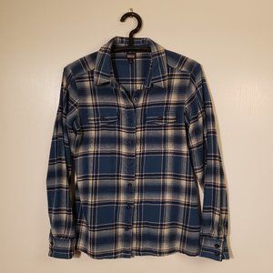 Patagonia cozy organic cotton plaid flannel button down in blue and navy Size 8.